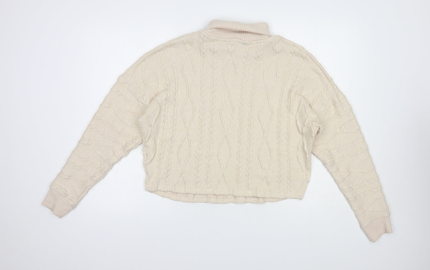 F&F Womens Beige Roll Neck  Polyester Pullover Jumper Size 6
