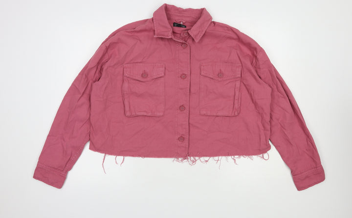 Topshop Womens Pink   Jacket  Size M  Button - Cropped