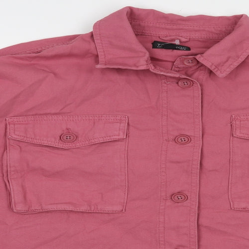 Topshop Womens Pink   Jacket  Size M  Button - Cropped