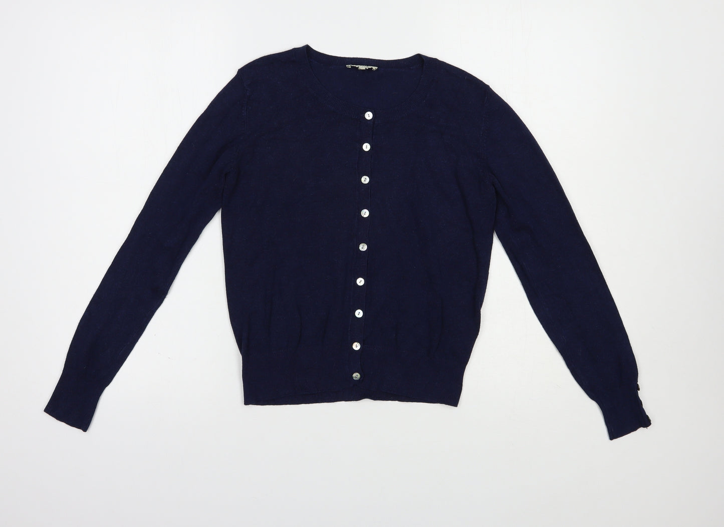 Matalan Womens Blue Crew Neck  Viscose Cardigan Jumper Size 10