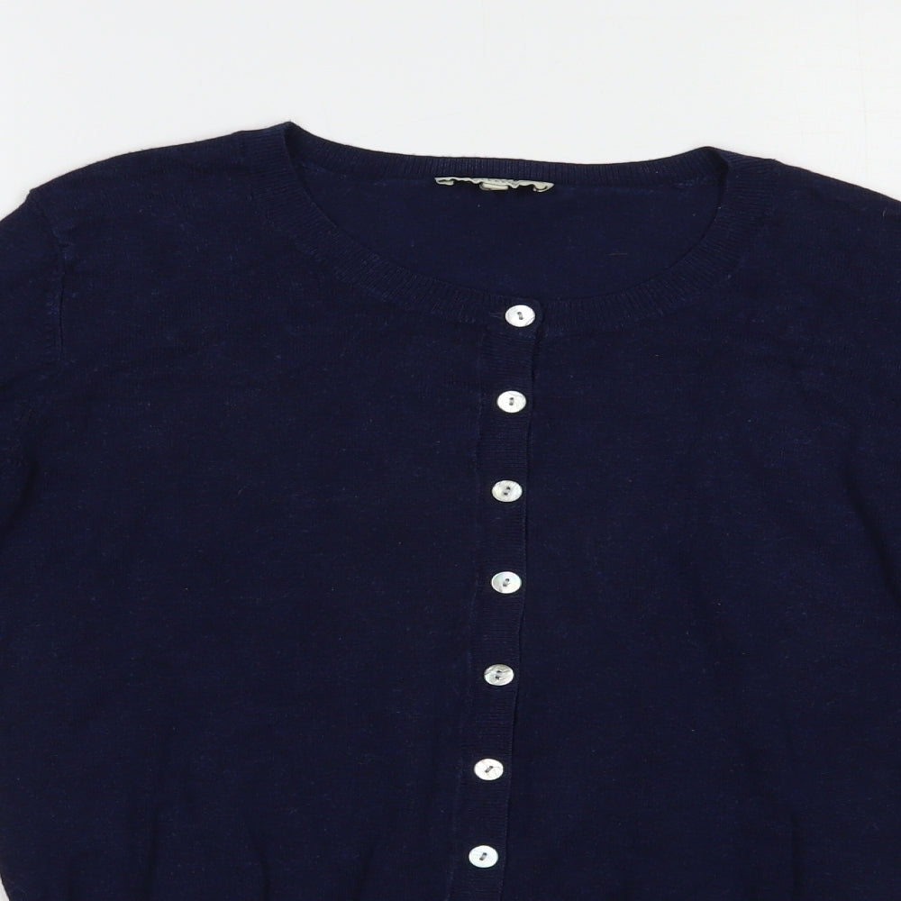 Matalan Womens Blue Crew Neck  Viscose Cardigan Jumper Size 10