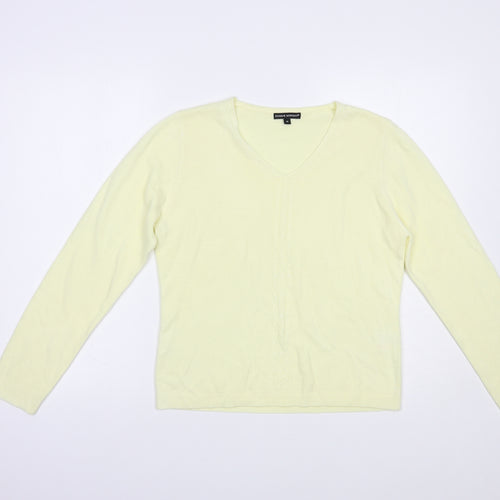 Debbie Morgan Womens Yellow V-Neck  Acrylic Pullover Jumper Size M