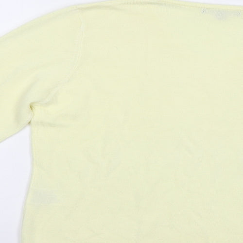 Debbie Morgan Womens Yellow V-Neck  Acrylic Pullover Jumper Size M