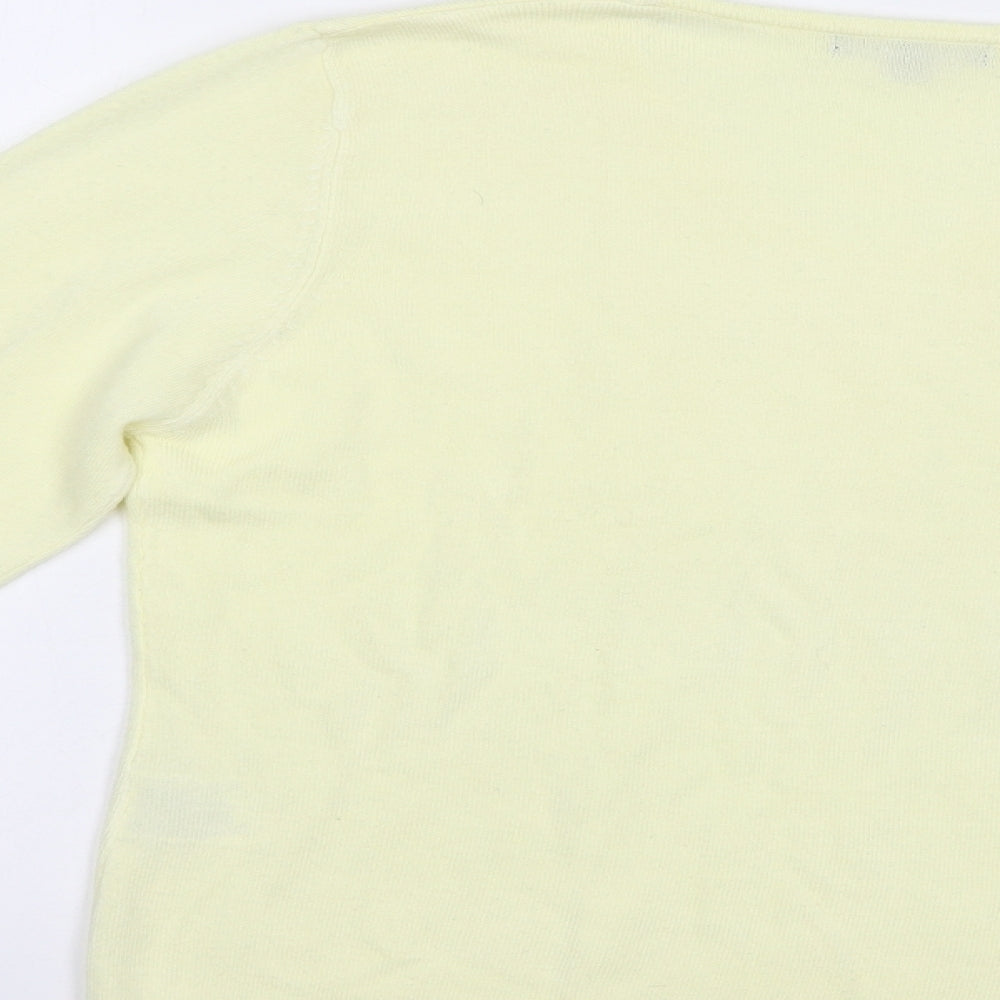 Debbie Morgan Womens Yellow V-Neck  Acrylic Pullover Jumper Size M
