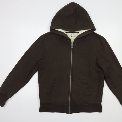 Gap Mens Brown  Cotton Full Zip Hoodie Size M   - Fluffy Lining