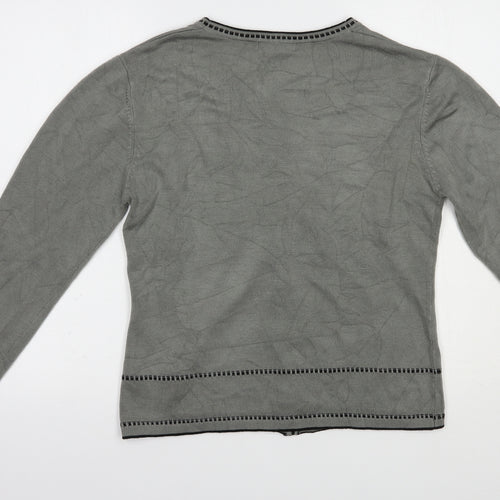 H&W Womens Grey V-Neck  Acrylic Cardigan Jumper Size M