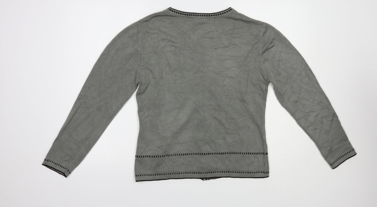 H&W Womens Grey V-Neck  Acrylic Cardigan Jumper Size M