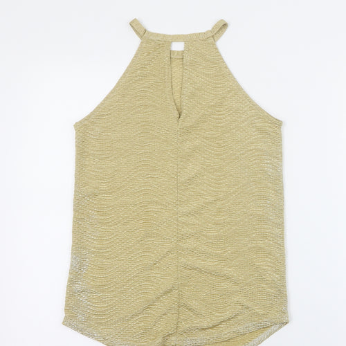 SheIn Womens Gold  Polyester Camisole Tank Size 10 Round Neck