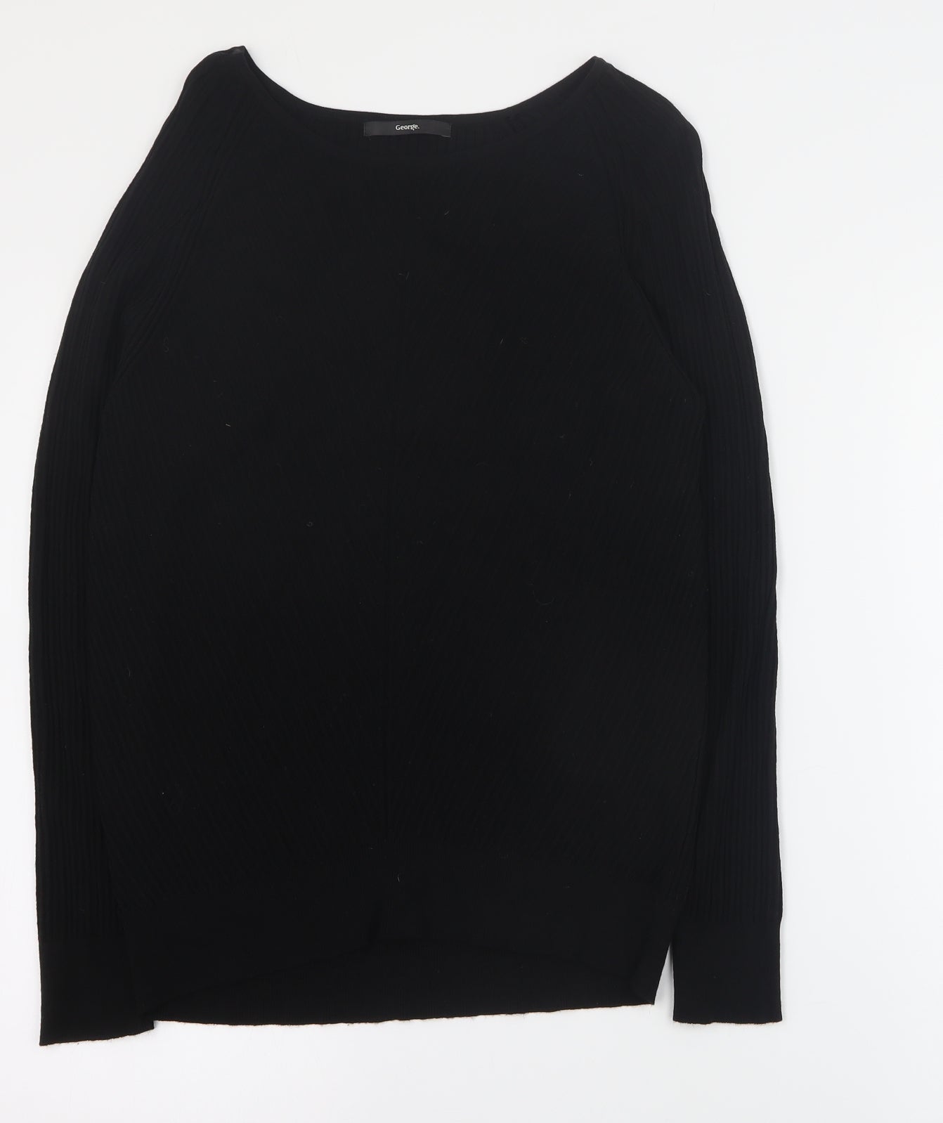 George Womens Black Round Neck  Viscose Pullover Jumper Size 16   - Ribbed