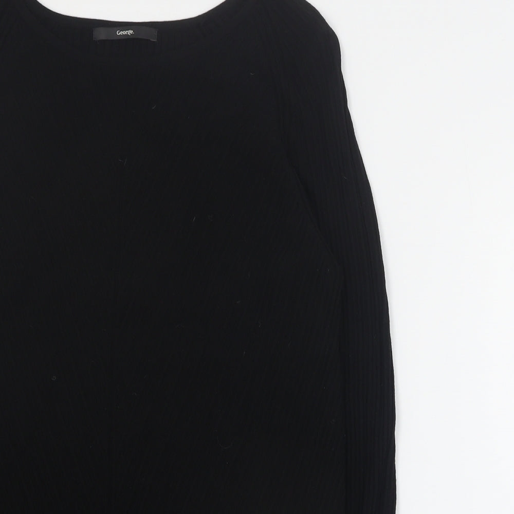 George Womens Black Round Neck  Viscose Pullover Jumper Size 16   - Ribbed