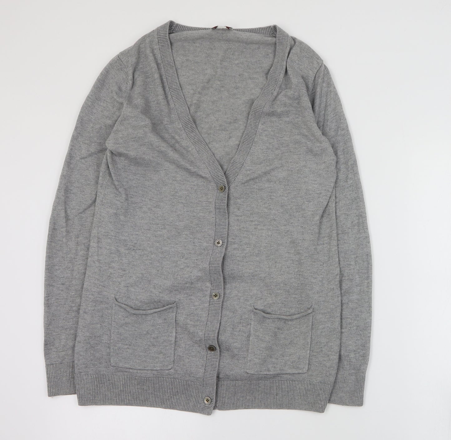 Gap Womens Grey V-Neck  Nylon Cardigan Jumper Size M