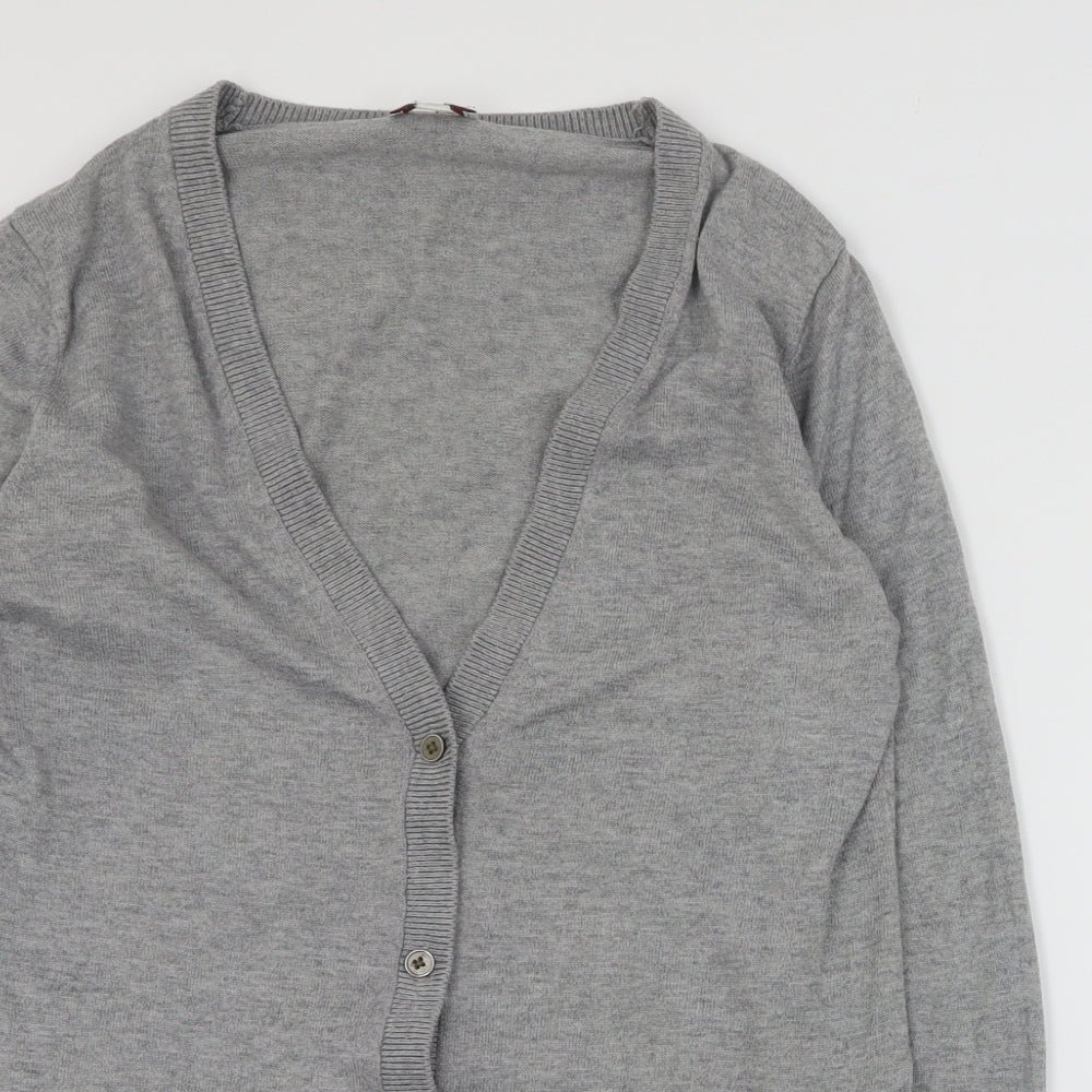 Gap Womens Grey V-Neck  Nylon Cardigan Jumper Size M