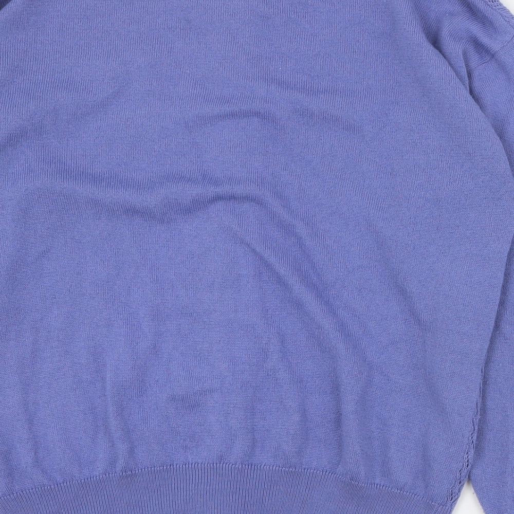 Bonmarche Womens Blue Round Neck  Acrylic Cardigan Jumper Size 12