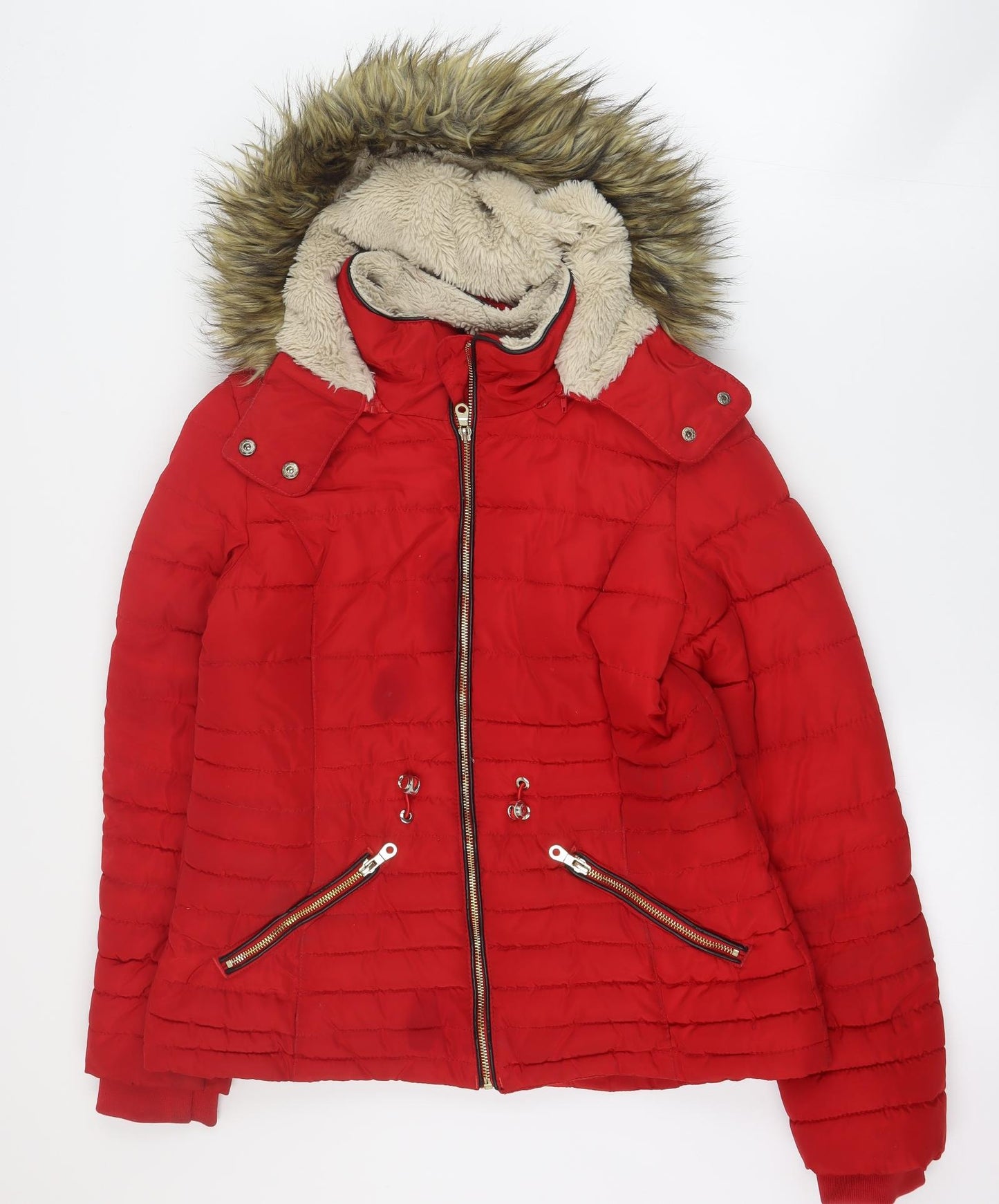 F&F Womens Red   Puffer Jacket Coat Size 12  Zip