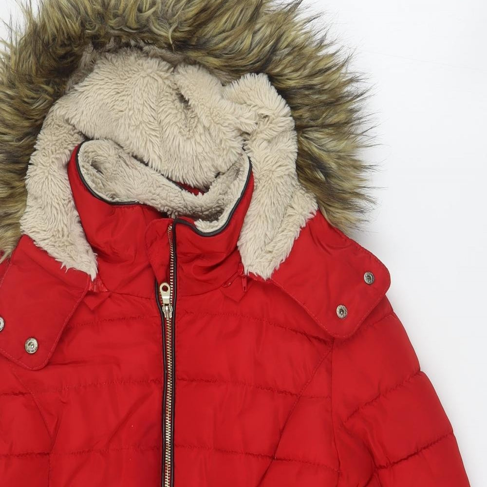 F&F Womens Red   Puffer Jacket Coat Size 12  Zip