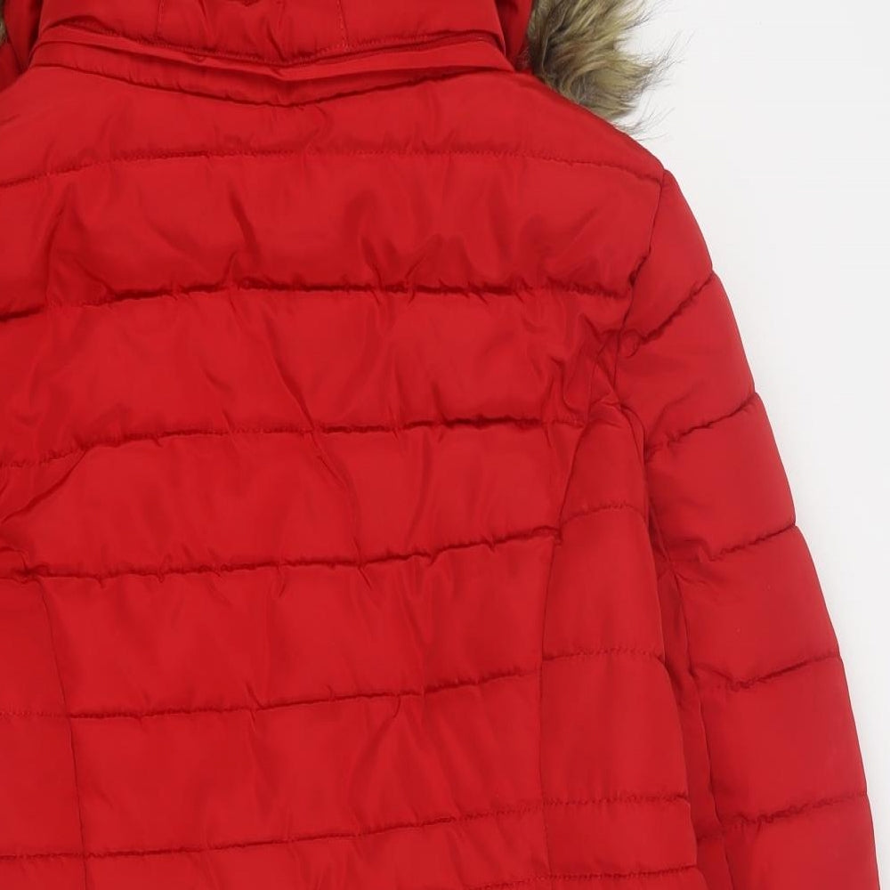 F&F Womens Red   Puffer Jacket Coat Size 12  Zip