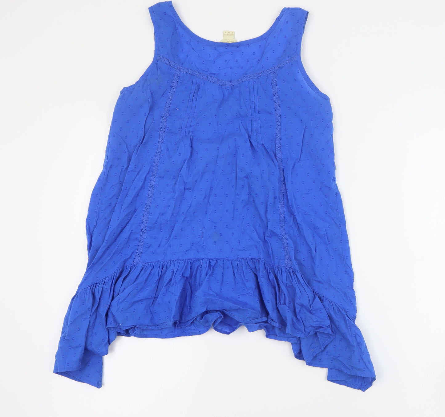 Monsoon Womens Blue  Cotton Basic Tank Size 8 V-Neck