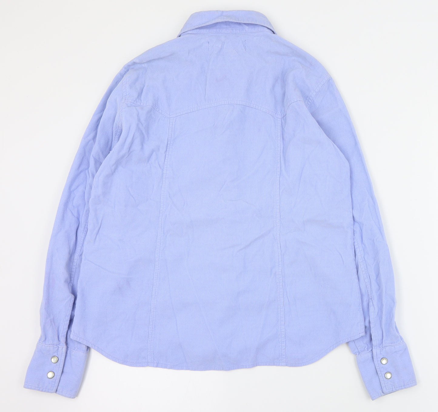 Denim & Co Womens Blue  100% Cotton Basic Button-Up Size 10 Collared