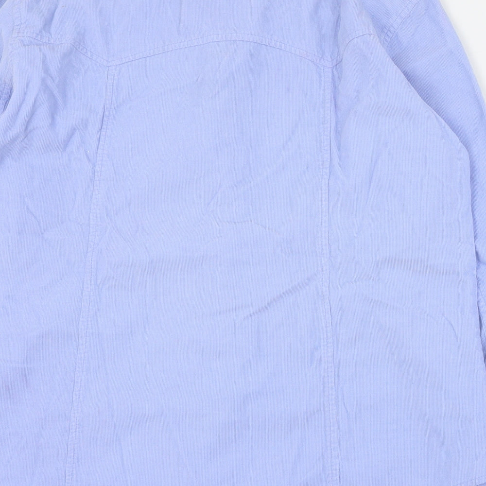 Denim & Co Womens Blue  100% Cotton Basic Button-Up Size 10 Collared