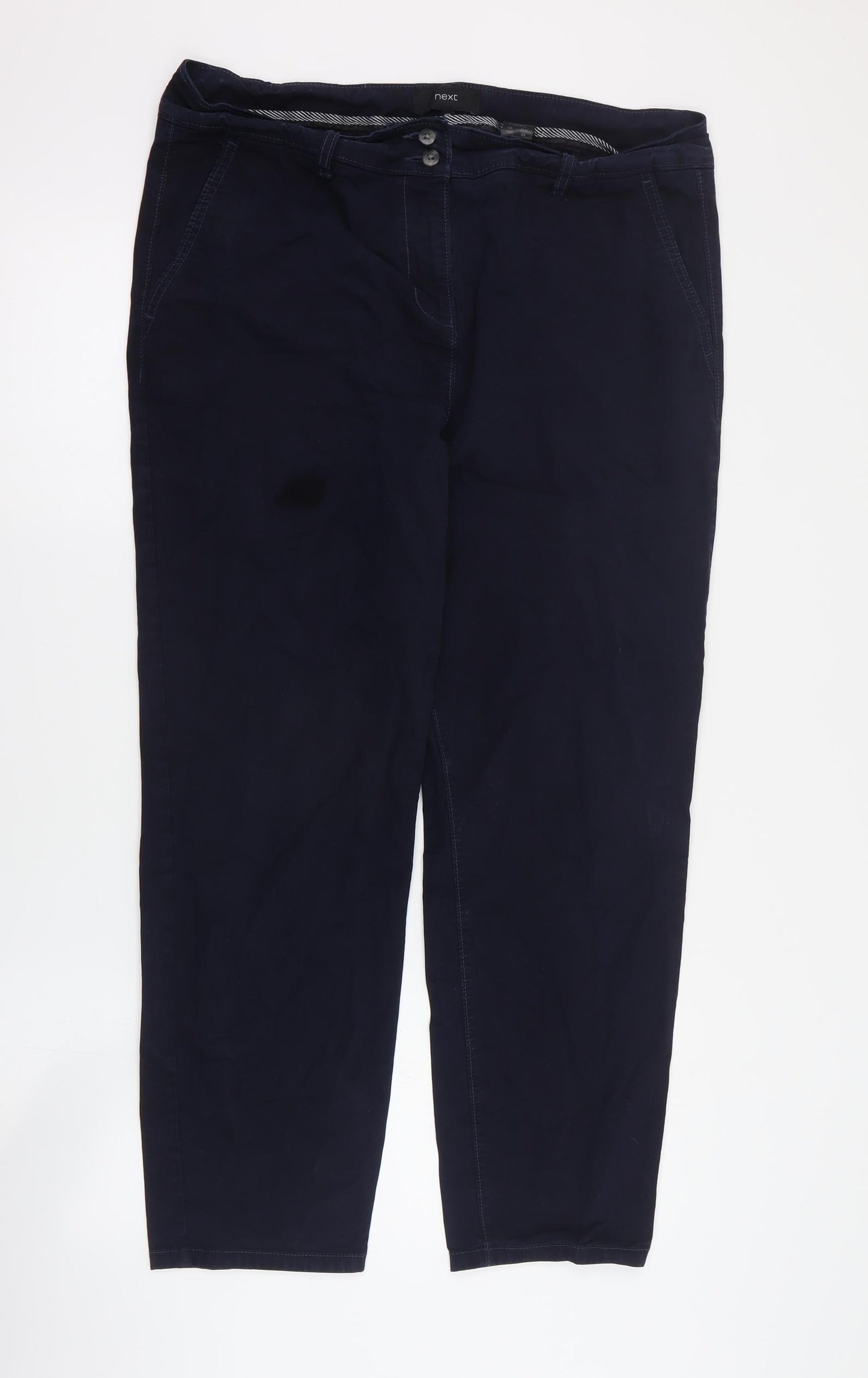 NEXT Womens Blue  Cotton Carrot Trousers Size 16 L28 in Regular Zip