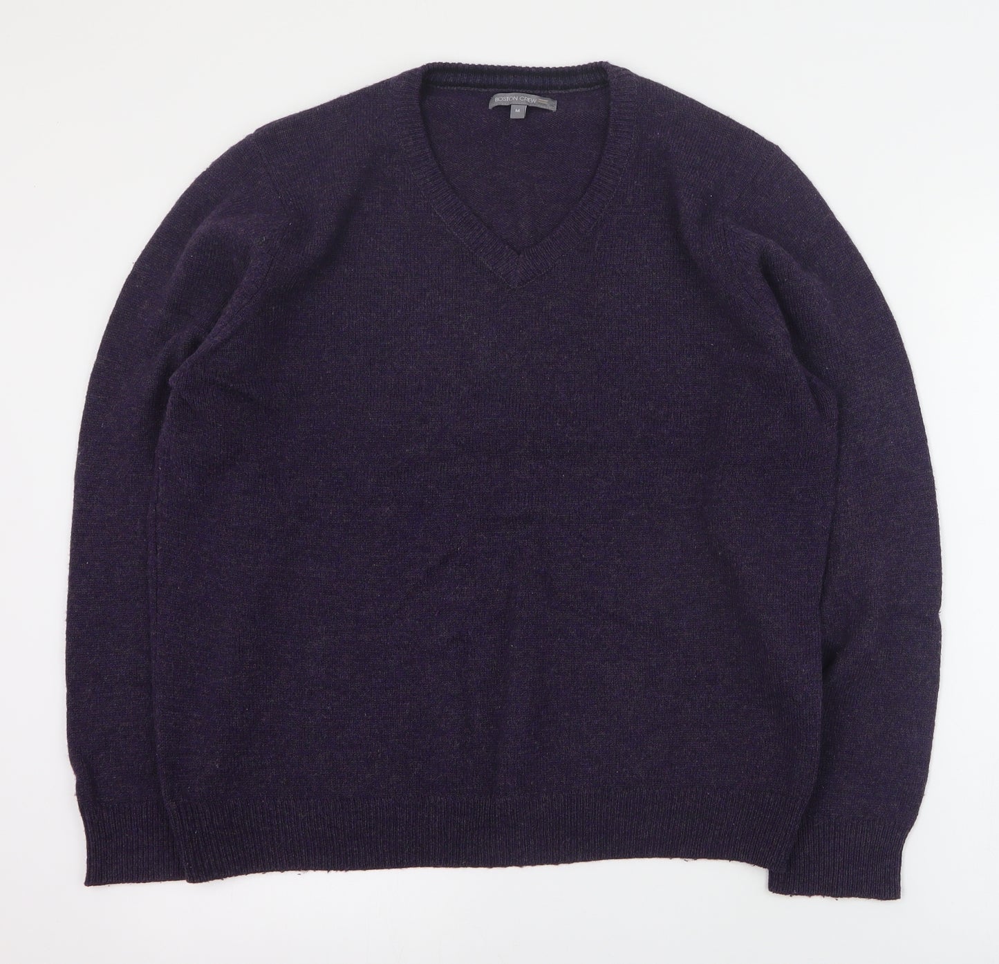 George Womens Purple V-Neck  Wool Pullover Jumper Size M