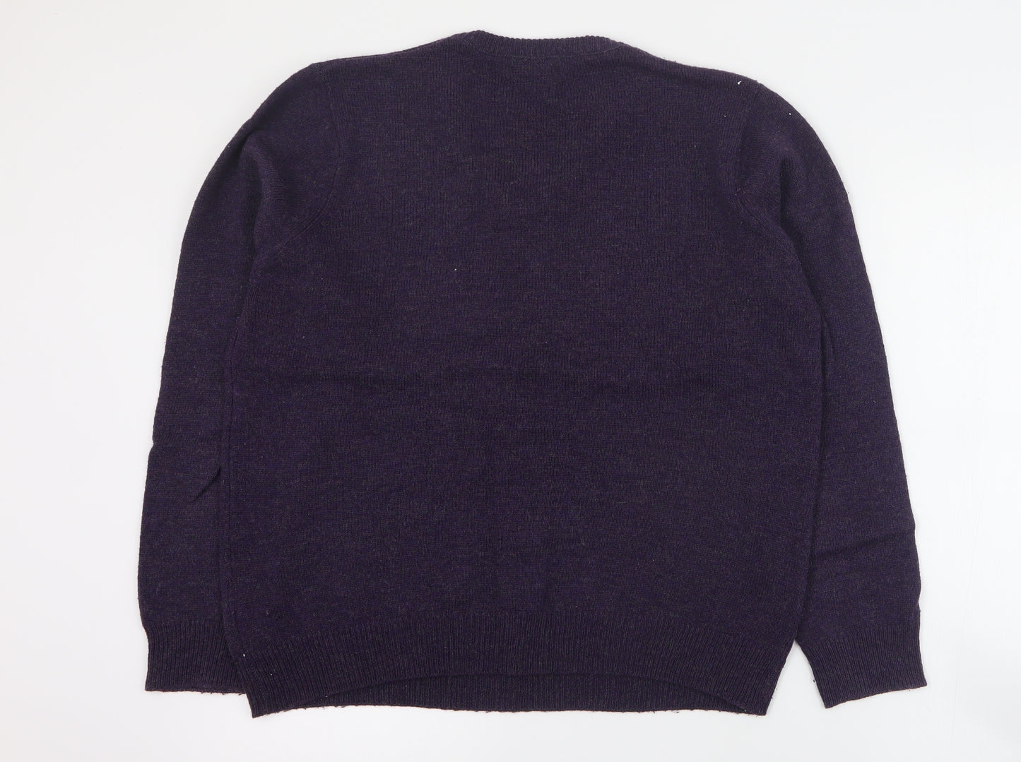 George Womens Purple V-Neck  Wool Pullover Jumper Size M