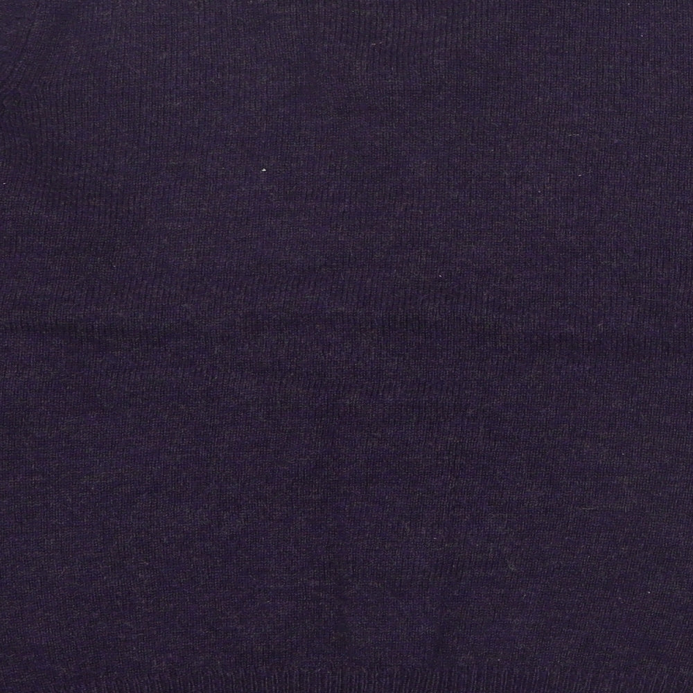 George Womens Purple V-Neck  Wool Pullover Jumper Size M