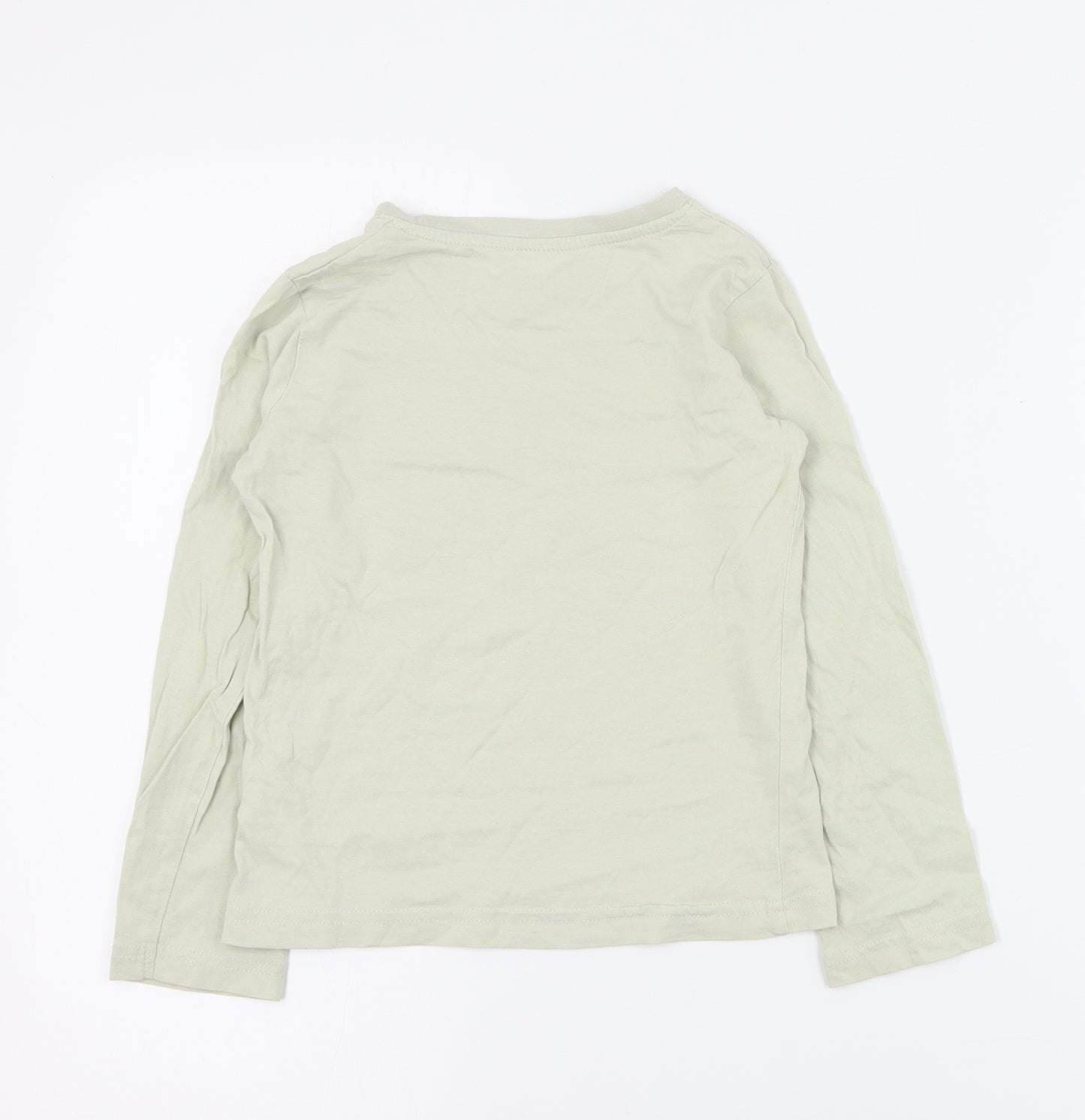 Primark Girls Beige  Cotton Pullover T-Shirt Size 5-6 Years Crew Neck Pullover