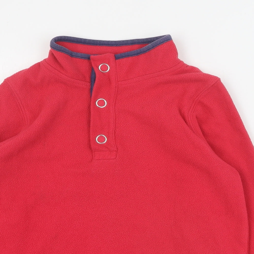 Marks and Spencer Boys Red  Polyester Henley Sweatshirt Size 5-6 Years  Snap
