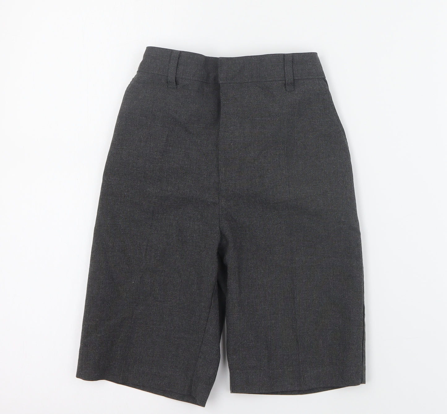 Marks and Spencer Boys Grey  Polyester Chino Shorts Size 8-9 Years  Regular Zip - School