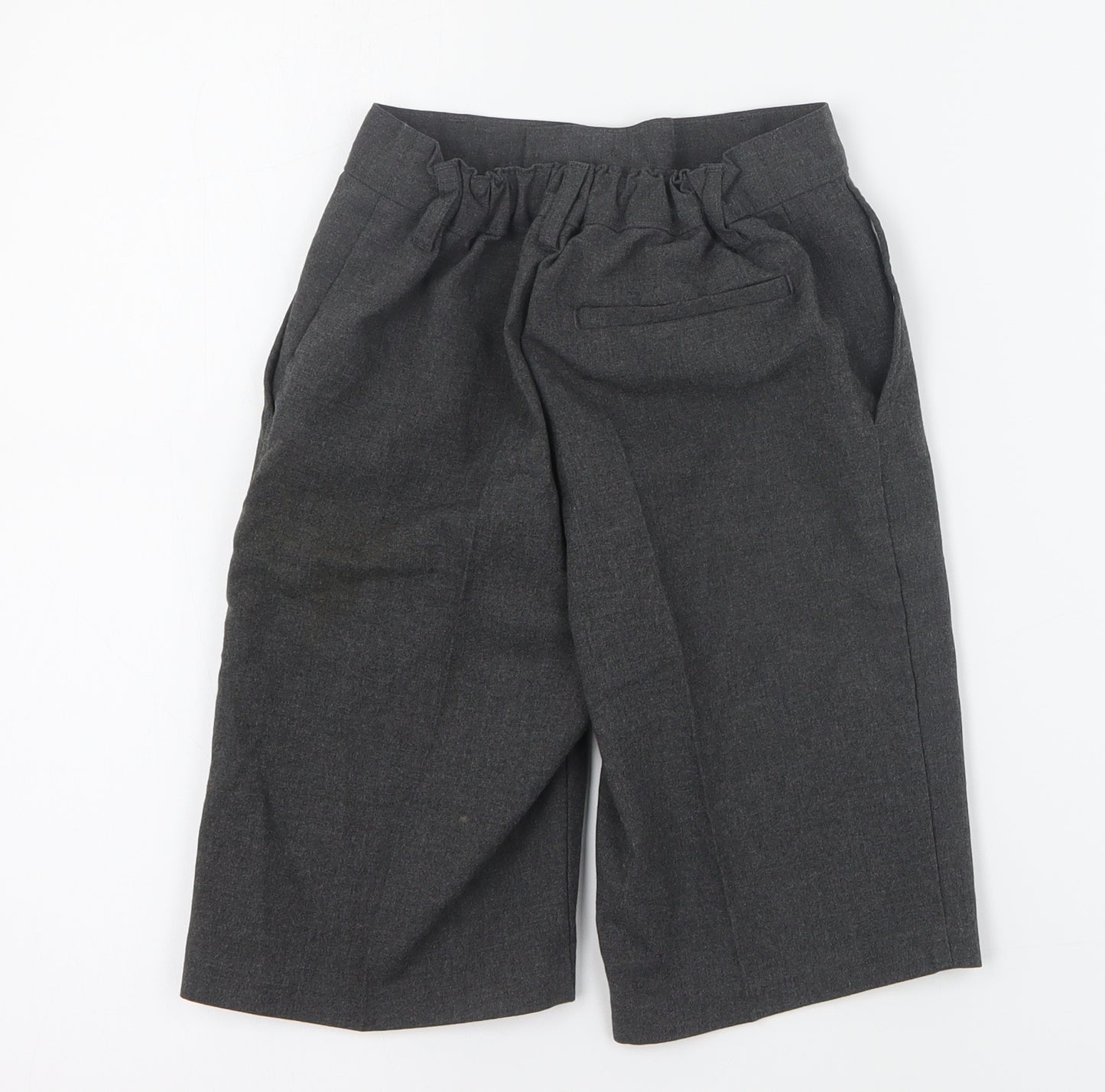 Marks and Spencer Boys Grey  Polyester Chino Shorts Size 8-9 Years  Regular Zip - School