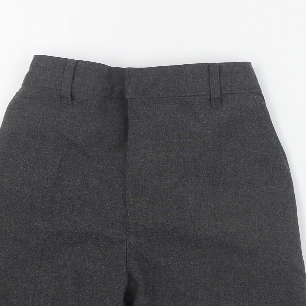 Marks and Spencer Boys Grey  Polyester Chino Shorts Size 8-9 Years  Regular Zip - School