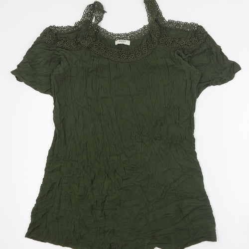 Papaya Womens Green  Viscose Mini  Size S  V-Neck Pullover - Beach cover up