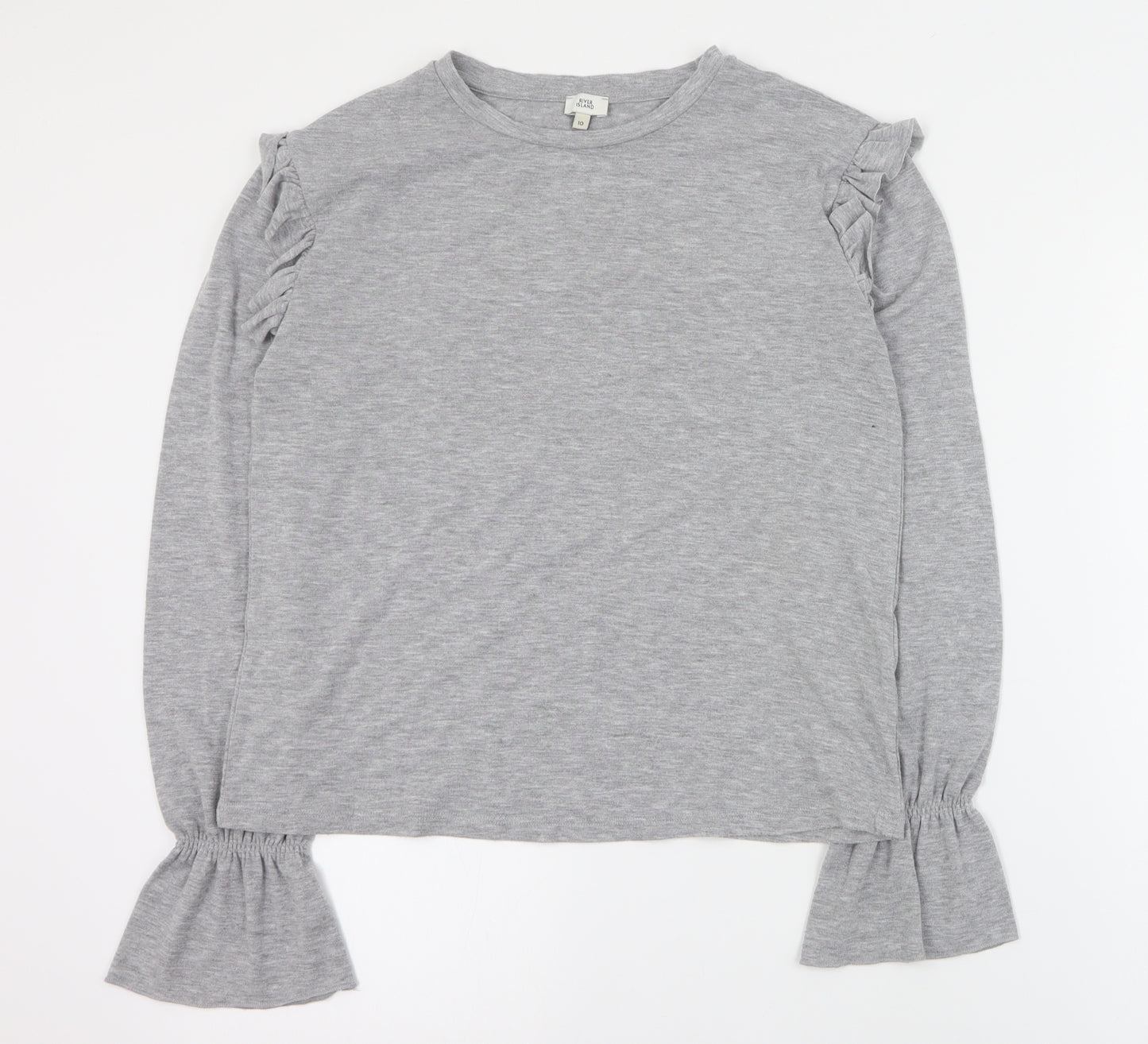 River Island Womens Grey  Polyester Basic T-Shirt Size 10 Round Neck