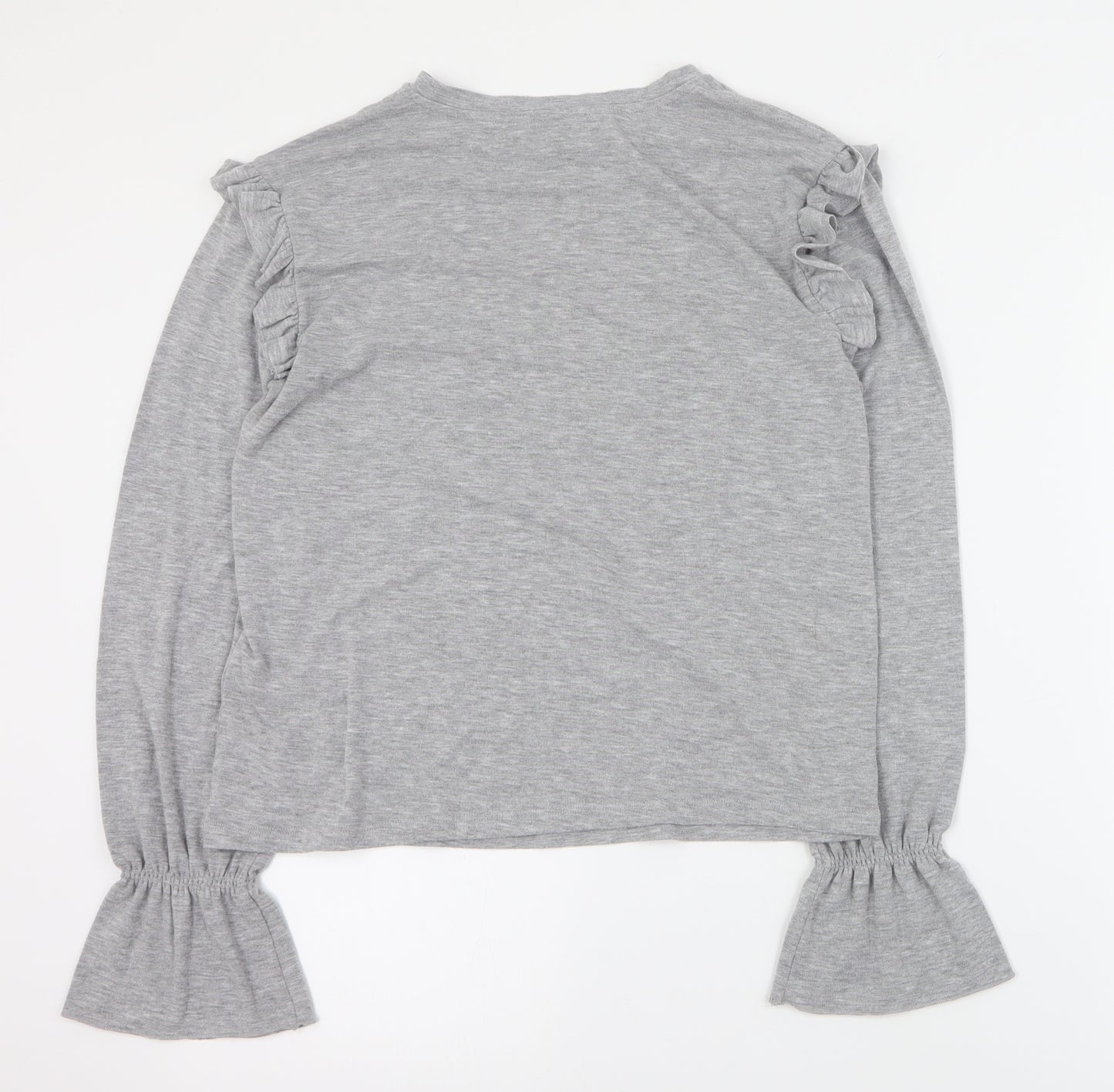 River Island Womens Grey  Polyester Basic T-Shirt Size 10 Round Neck