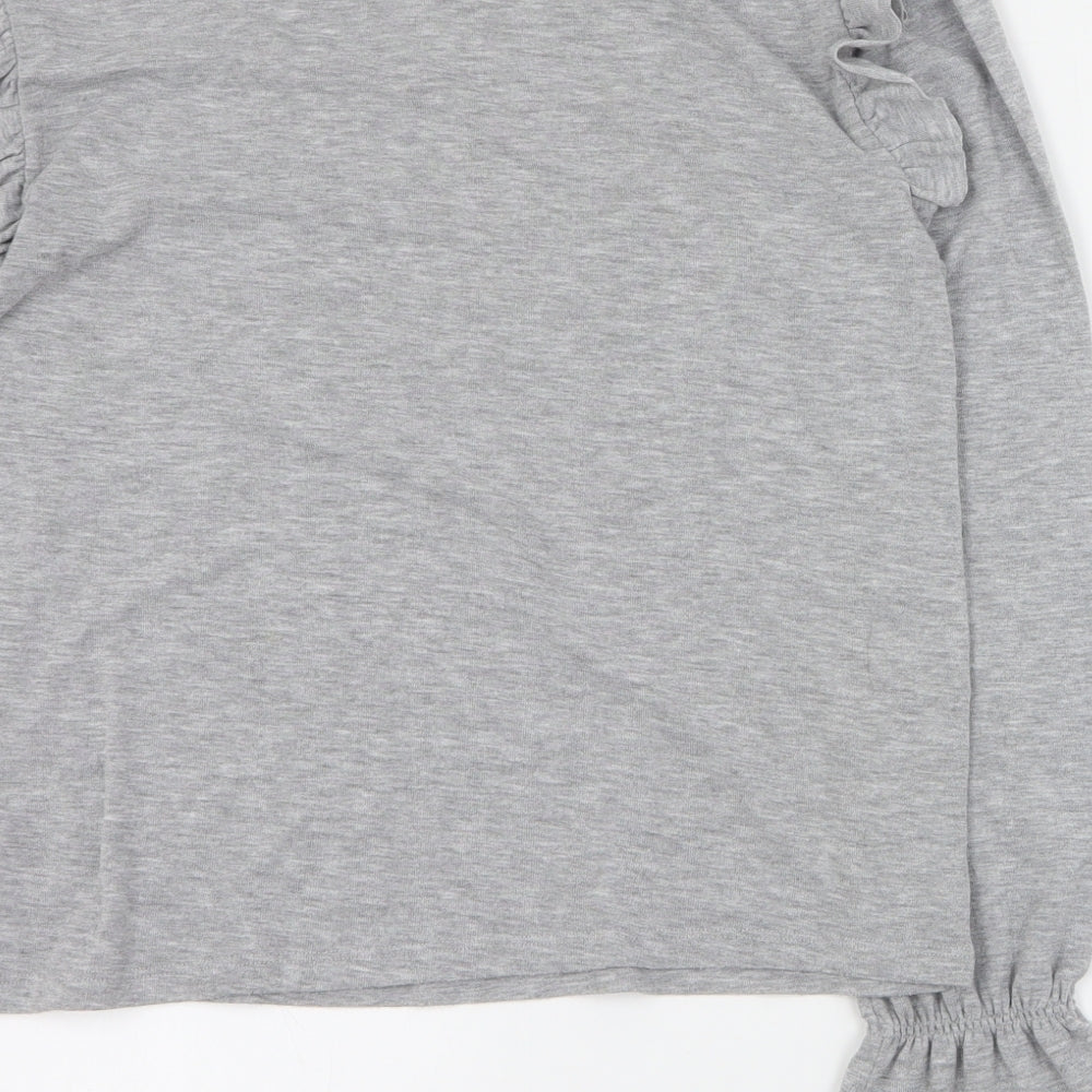River Island Womens Grey  Polyester Basic T-Shirt Size 10 Round Neck