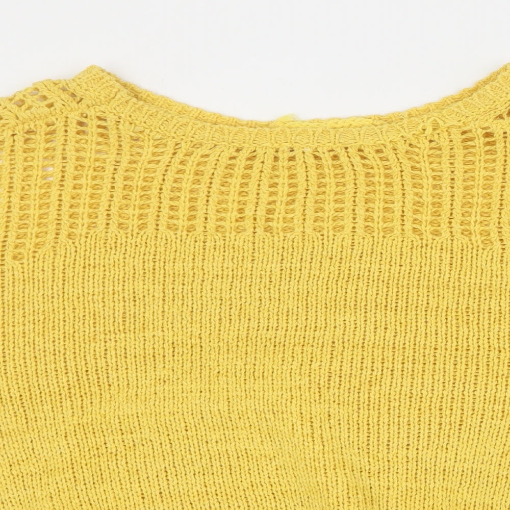 Peacocks Womens Yellow Round Neck  Acrylic Pullover Jumper Size M
