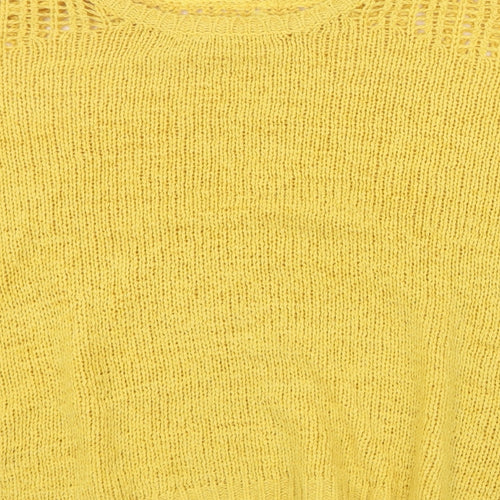 Peacocks Womens Yellow Round Neck  Acrylic Pullover Jumper Size M