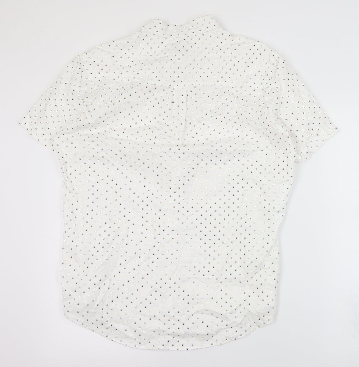 Matalan Mens White Geometric Cotton  Button-Up Size M Collared Button