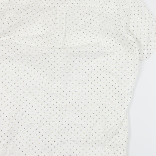 Matalan Mens White Geometric Cotton  Button-Up Size M Collared Button