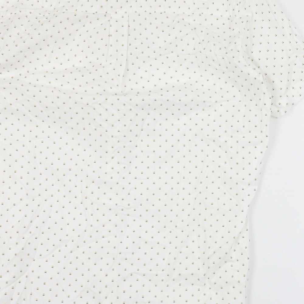 Matalan Mens White Geometric Cotton  Button-Up Size M Collared Button