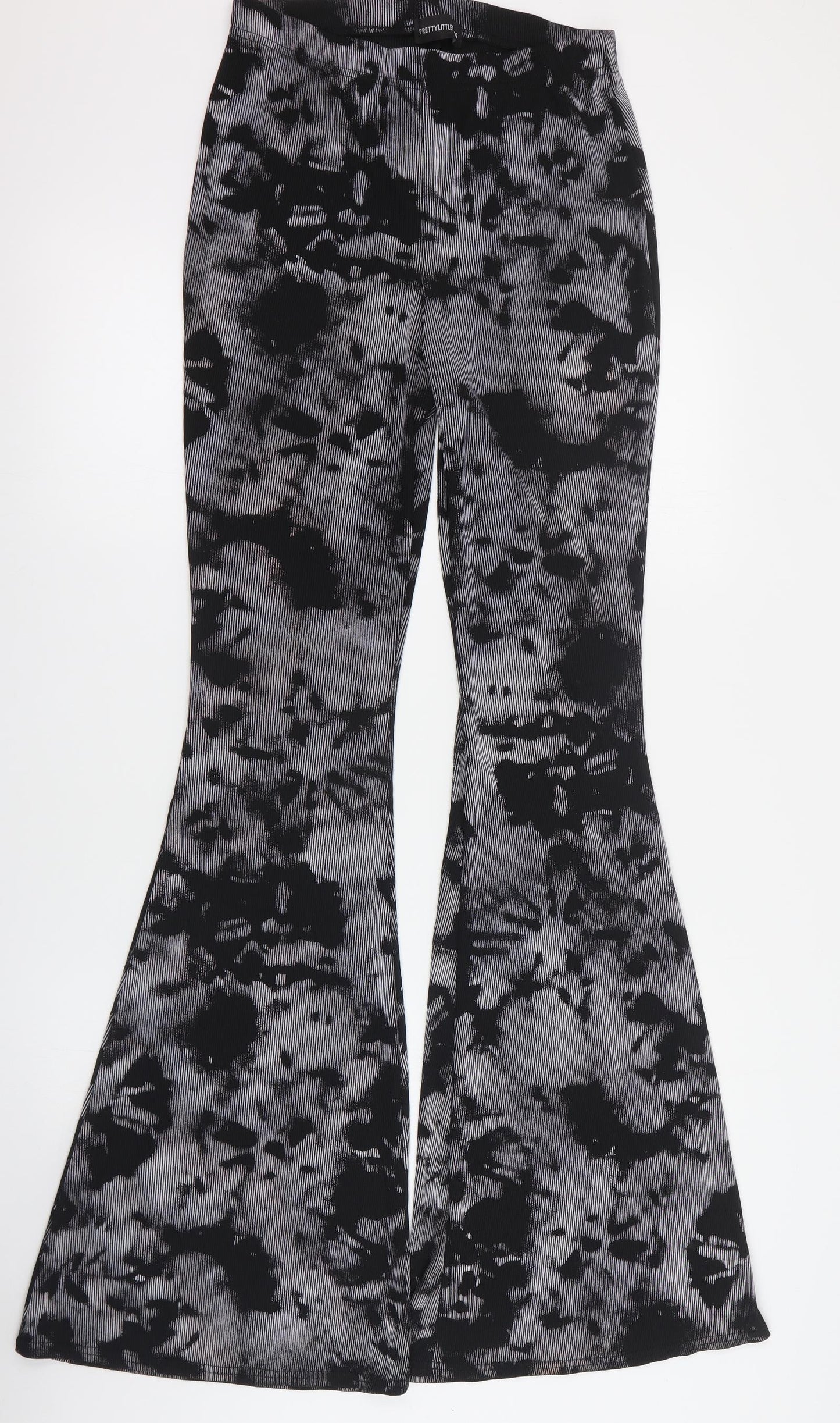 PRETTYLITTLETHING Womens Grey  Polyester Capri Trousers Size 10 L35 in Regular  - Tie-dye