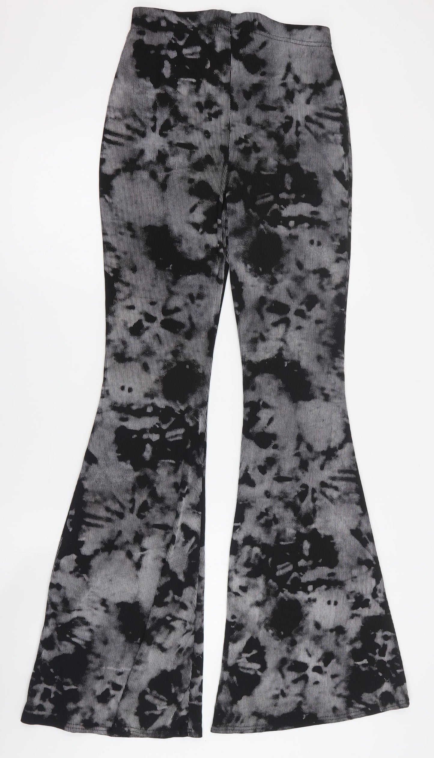 PRETTYLITTLETHING Womens Grey  Polyester Capri Trousers Size 10 L35 in Regular  - Tie-dye