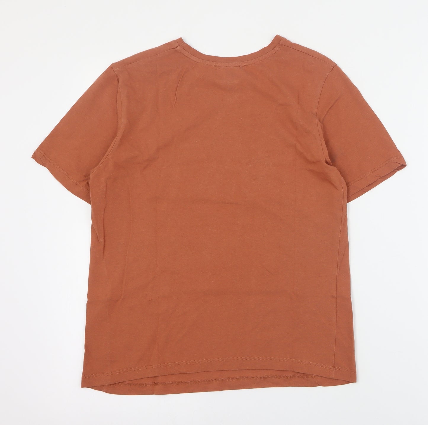 New Look Womens Brown  Cotton Basic T-Shirt Size 10 Crew Neck