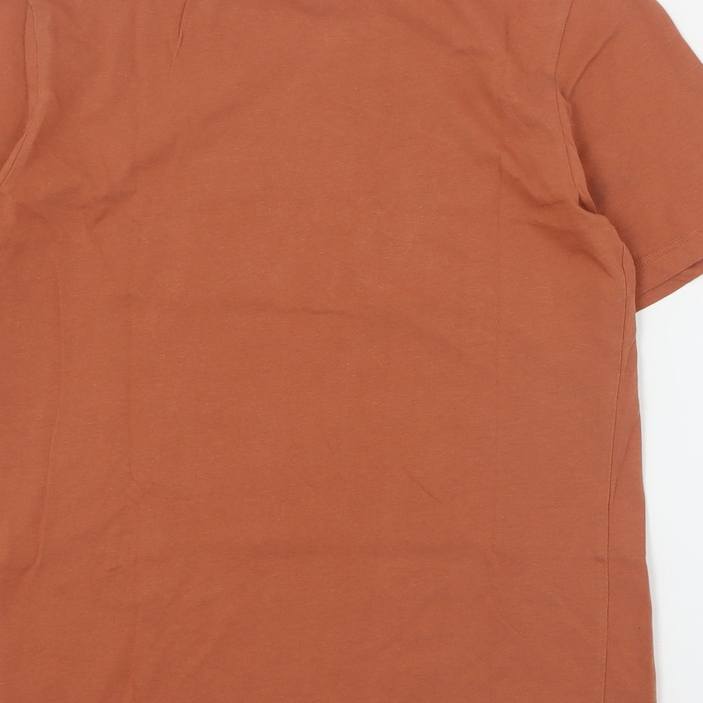 New Look Womens Brown  Cotton Basic T-Shirt Size 10 Crew Neck