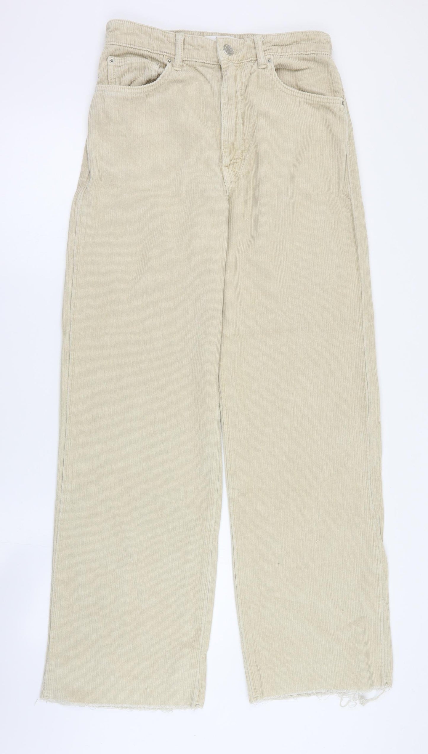 Stradivarius Womens Beige  Polyester Mom Jeans Size 12 L32 in Regular Zip
