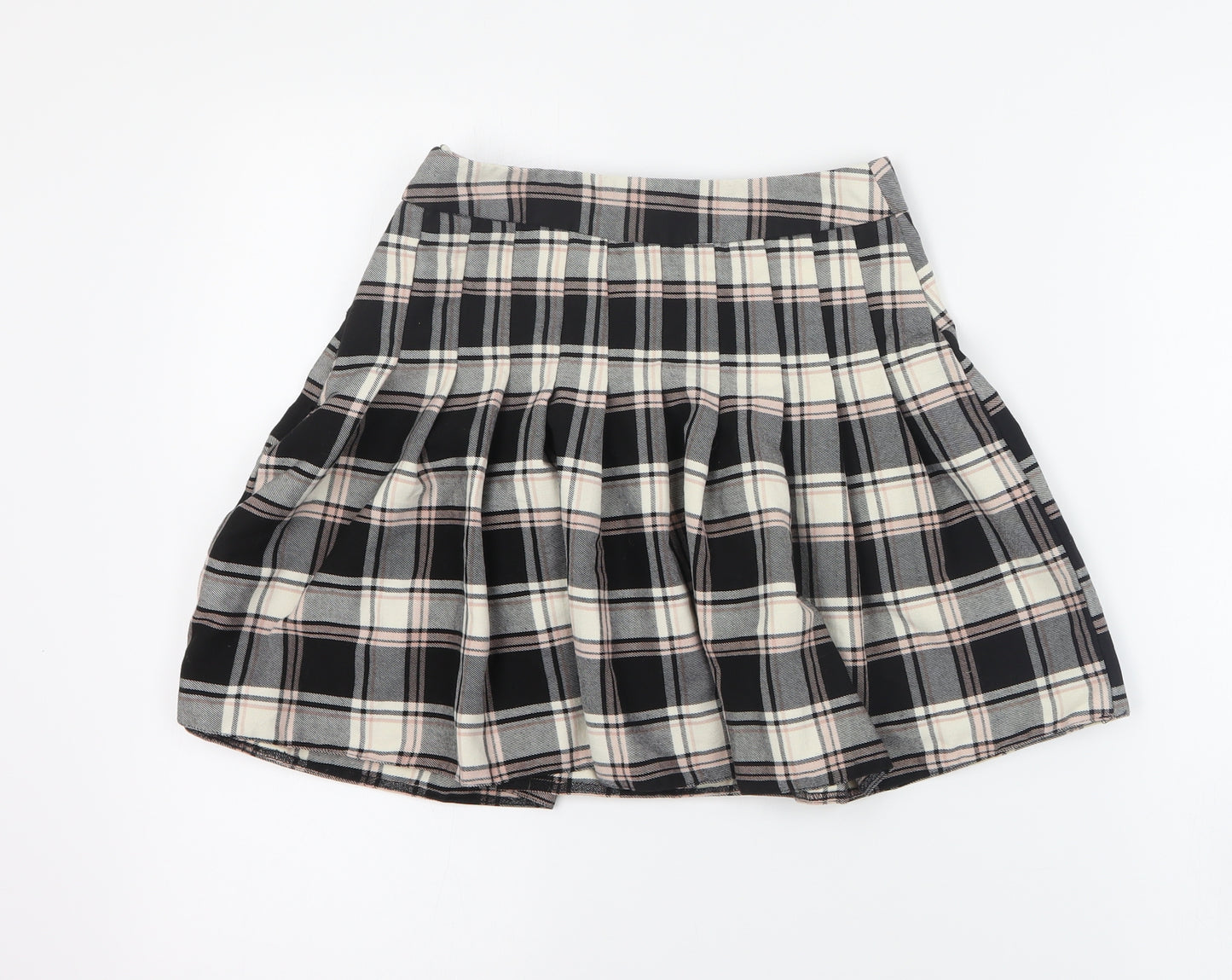 Generation 915 Girls Black Plaid Polyester Skater Skirt Size 12 Years  Regular Zip