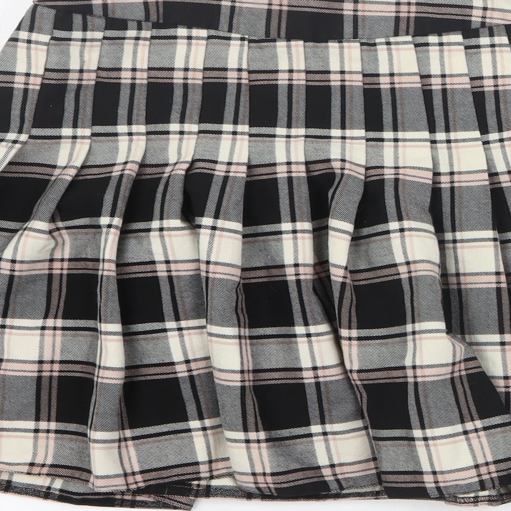 Generation 915 Girls Black Plaid Polyester Skater Skirt Size 12 Years  Regular Zip
