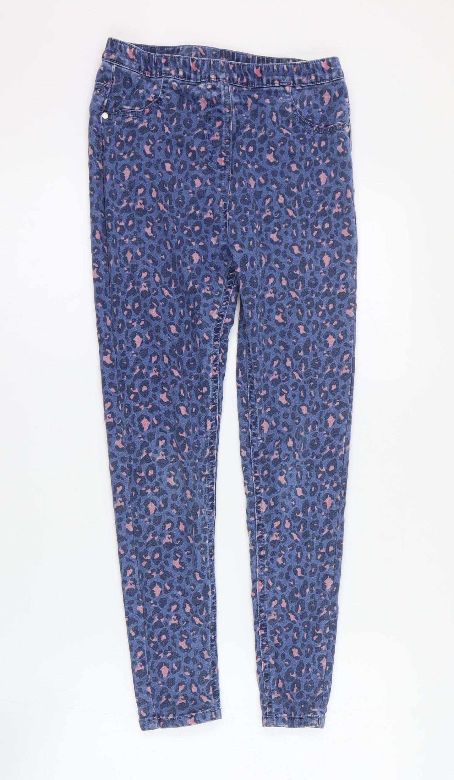 M&Co Girls Blue Animal Print Cotton Jegging Jeans Size 11-12 Years  Regular Pullover