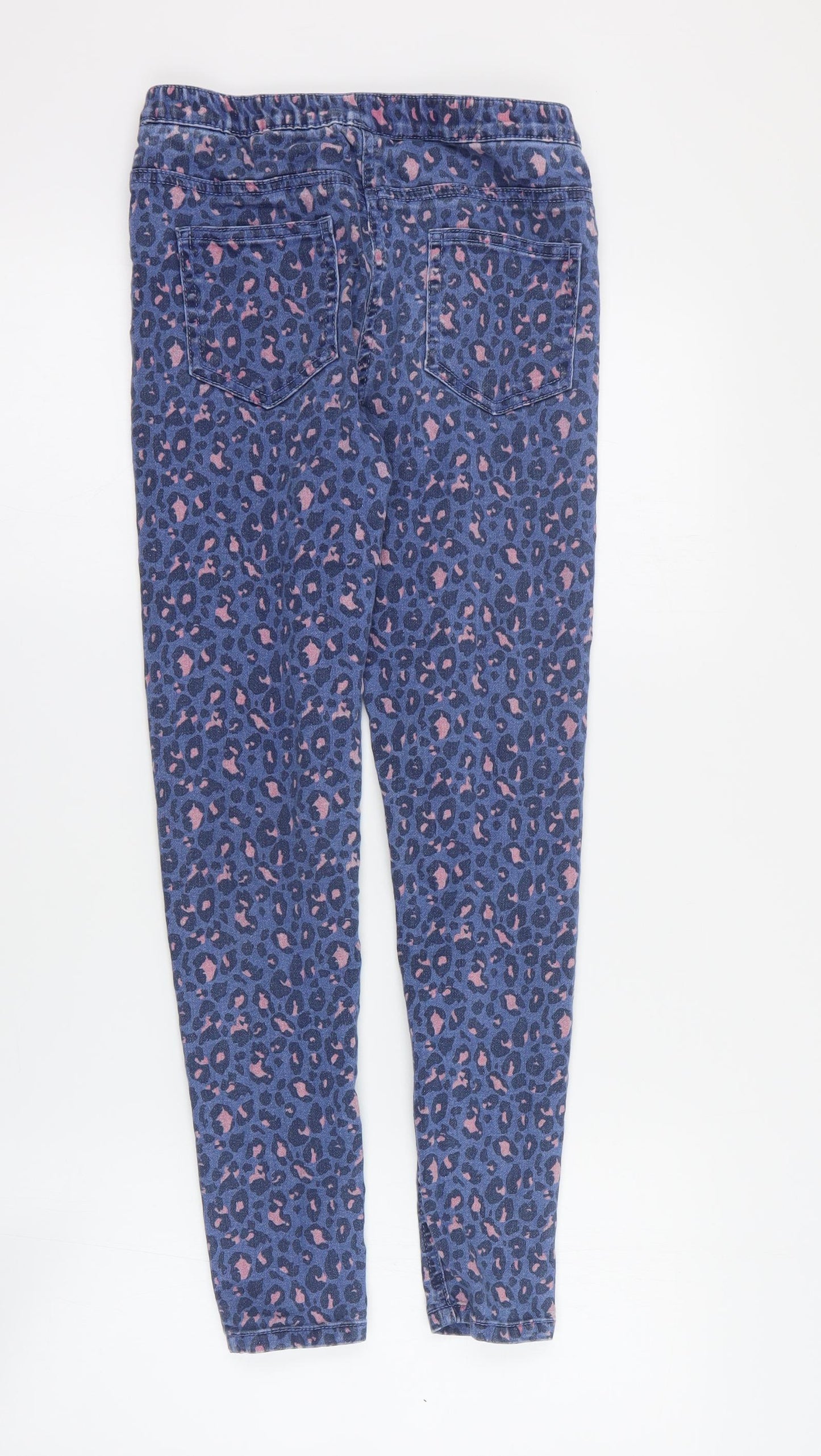 M&Co Girls Blue Animal Print Cotton Jegging Jeans Size 11-12 Years  Regular Pullover